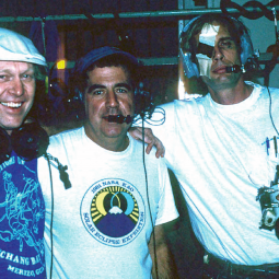 Becklin, Mike Werner and Charlie Lindsey preparing to observe a solar eclipse in 1988