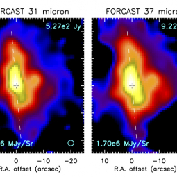 FORCAST images of G35 at wavelengths of 31 and 37 microns