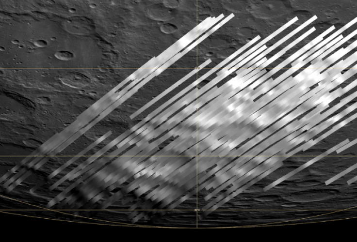 Flux data obtained by FORCAST instrument overlaid on an orthographic projection of the Moon
