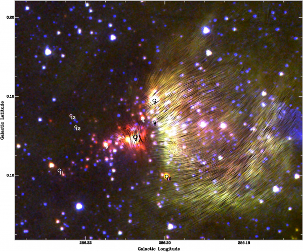 Composite image of BYF 73 with magnetic fields overlayed.