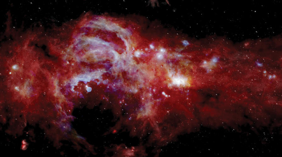Composite infrared image of the center of our Milky Way galaxy