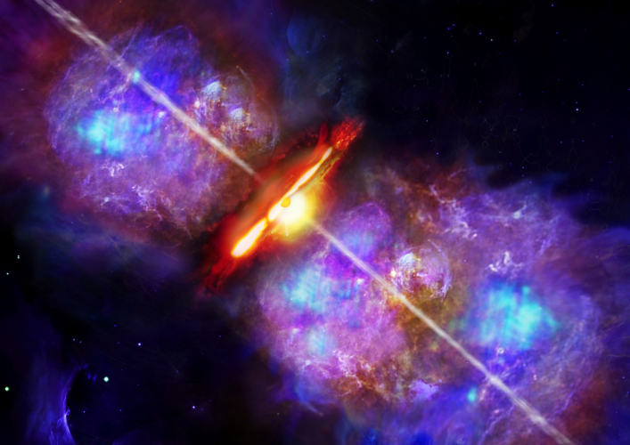 Artist's impression of the accretion burst in the high-mass young star S255IR NIRS 3