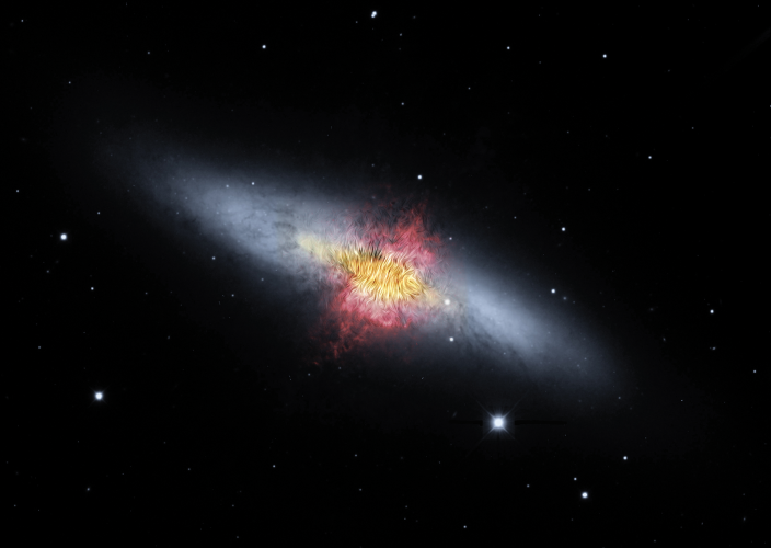 M82 with magnetic lines