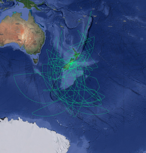 SOFIA deployment flight paths overlaid on the southern oceans